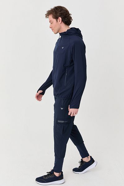 bilcee Ανδρικό μπλουζάκι με κουκούλα Navy Blue με φερμουάρ για τρέξιμο Αθλητικό μπουφάν 0727