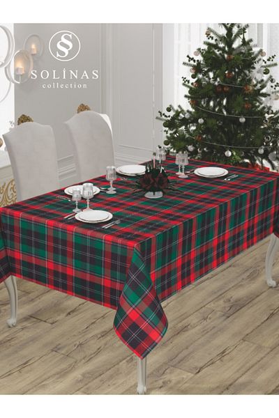 Solinas Collection Christmas Plaid Pattern Red Green Tablecloth