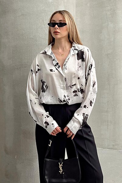 Olcay Batik Desenli Salaş Gömlek TAŞ 9319