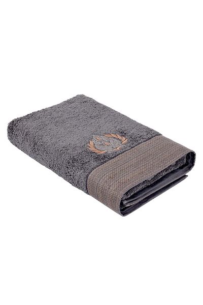 Ecocotton Alicia Bath Towel 100% Organic Cotton Embroidered Anthracite 80x150 Cm