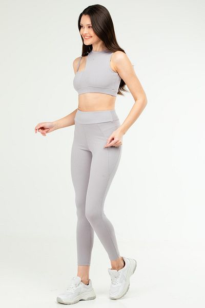 speedlife Set de jambiere de damă cu talie înaltă, gri, slim fit - Sb0849
