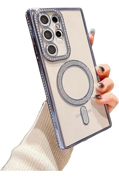 UnDePlus حافظة سامسونج جالاكسي S25 الترا فضية اللون بحافة كاميرا ماجسيف وغطاء حجري