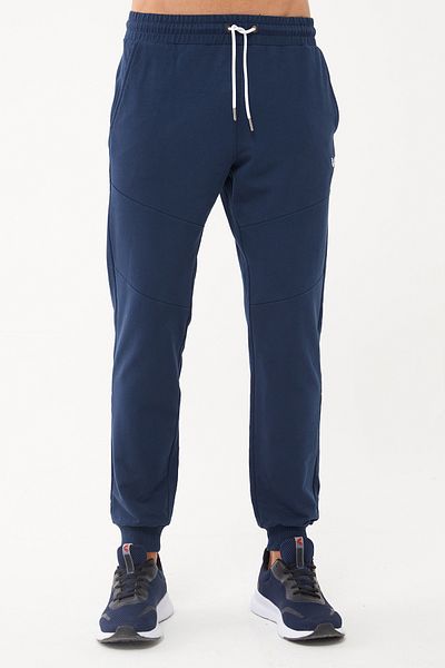 bilcee Pantaloni de sport pentru bărbați, albastru bleumarin, din bumbac organic, cu picior elastic, 0808