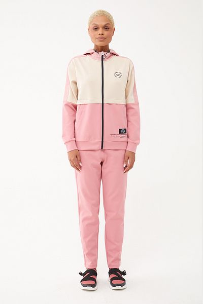 bilcee Women's Hooded Lycra Tracksuit Set - Cream 1625