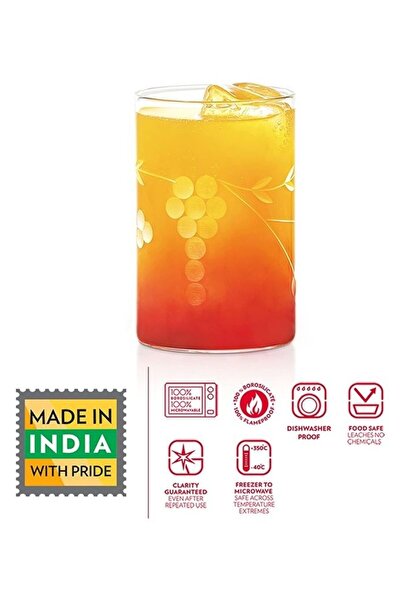 Borosil Berry Glasses Set Of 6-Microwavable, Medium White