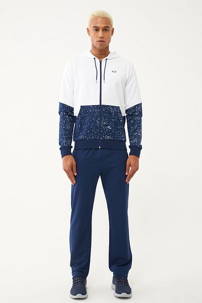 bilcee Men's Navy Blue White Hooded Tracksuit Set - Quicktime 7007