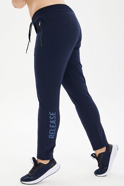 bilcee Pantaloni de sport pentru exterior, țesuți, cu picioare largi, albastru marin pentru femei 0806