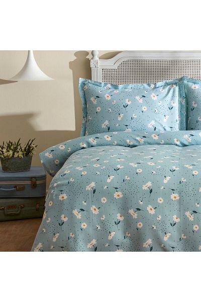 Karaca Daisy 100% Baumwolle Doppelbett Deckenbezug Set, Mint