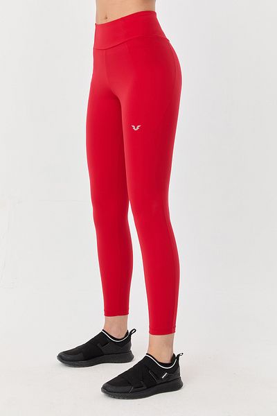 bilcee Red High Waist Recovery Women's Sports Tights - Full Lycra, Pocket 9726