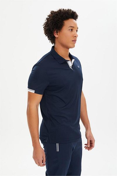 bilcee Ανδρικό μπλουζάκι Navy Blue Light Polo Collar - Quick Dry 0508