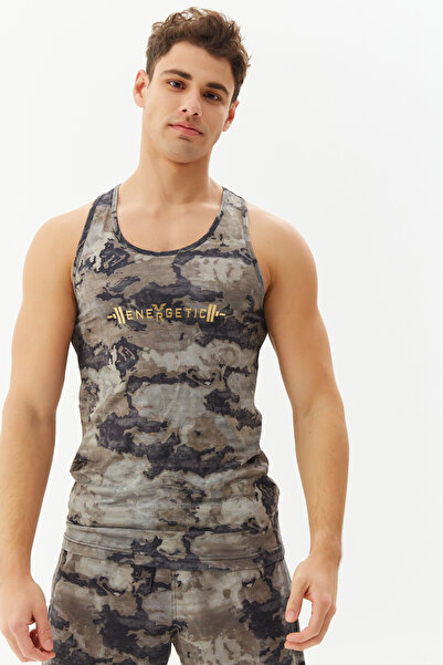 bilcee Men's Beige Camouflage Patterned Sports Undershirt 0155