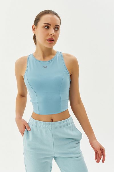 bilcee Sutien crop crop cu decolteu albastru pentru ciclism - Suport sport și zilnic 9209