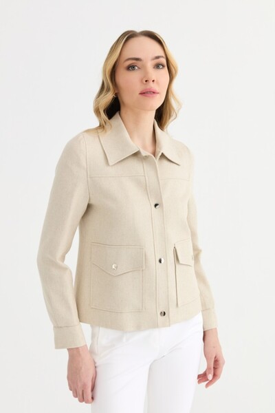 Selen Giyim Dıştan Cep Çıtçıtlı Kendinden Simli Ceket