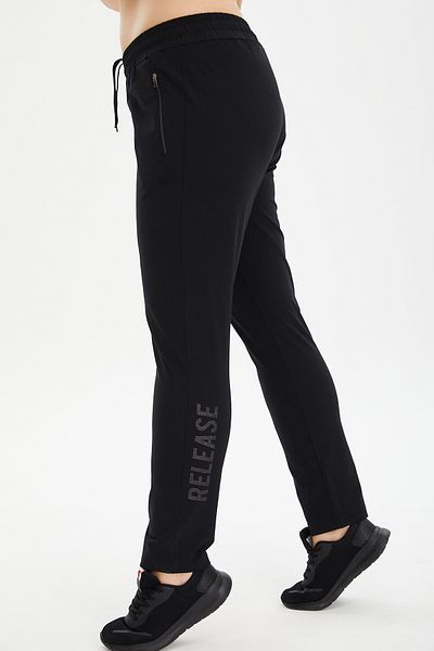 bilcee Pantaloni de sport pentru exterior, negri, țesuți, cu picioare largi, mărimi mari, 0806