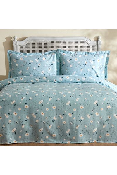 Karaca Daisy 100% Baumwolle Doppelbett Deckenbezug Set, Mint