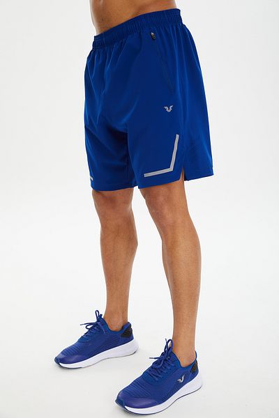 bilcee Ανδρικό σορτς προπόνησης Saks Blue Slit Leg με φερμουάρ και λεπτό υφαντό ύφασμα 0699