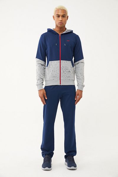 bilcee Men's Gray Melange Hooded Tracksuit Set - Quicktime 7007