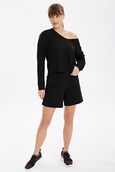 bilcee Kadın Siyah Yumuşak Dokulu Alt Üst Şortlu Takım 0736