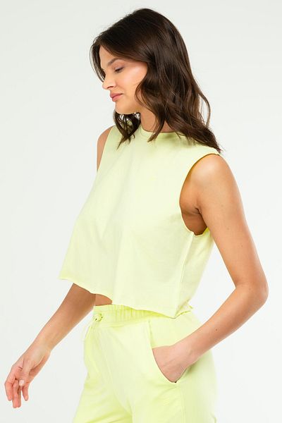 speedlife Tricou Crop fără mâneci, verde deschis, pentru femei - 100% bumbac SF0749