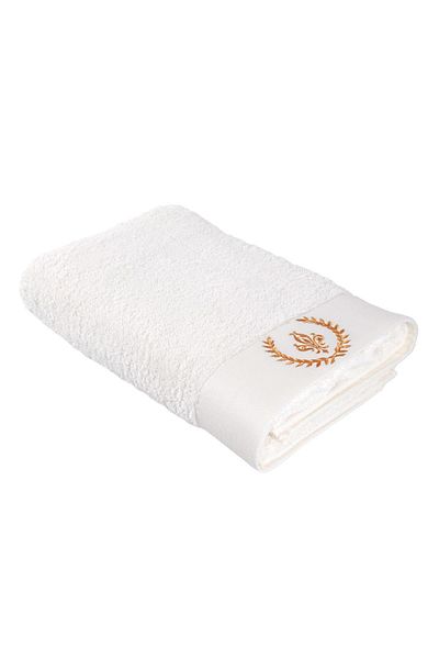Ecocotton Aslışah Ανδρική πετσέτα μπάνιου 100% οργανικό βαμβάκι κεντημένη κρέμα 80x150 εκ.