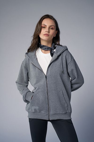 bilcee Unisex Σκούρο Γκρι Oversize Φούτερ με Πόρτα 7016