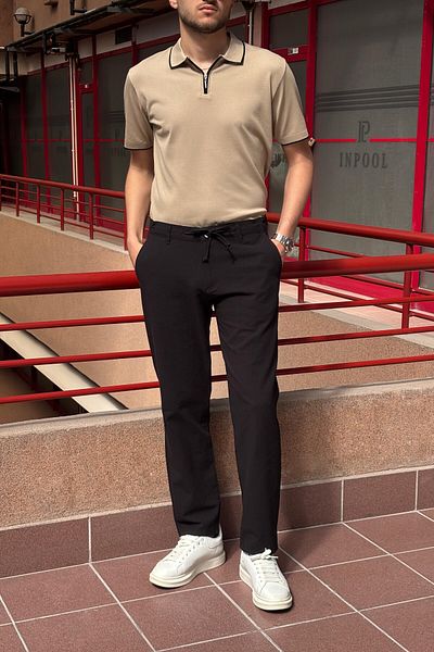 inpool Men's Regular-Fit Cotton Linen Trousers - Adjustable Waist, Old Money Culture 166-1