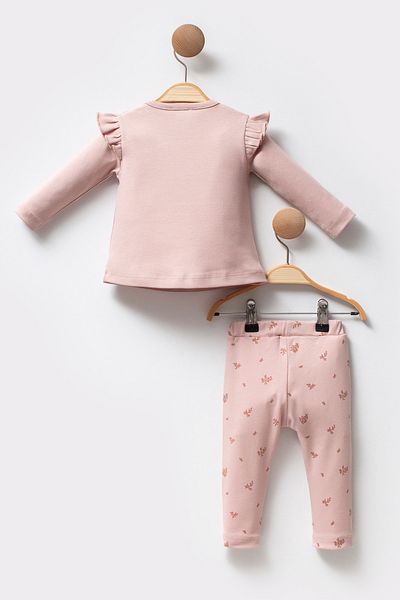 Cassiope Organic Cotton Frilly Patterned Long Sleeve Soft Touch Baby Girl Set