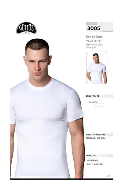 DONLİZZA Silver Men's Crew Neck Tank Top White 6 Pcs 3005