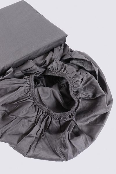 Ecocotton Single Fitted Sheet 100% Organic Cotton Satin Anthracite 120x200 Cm