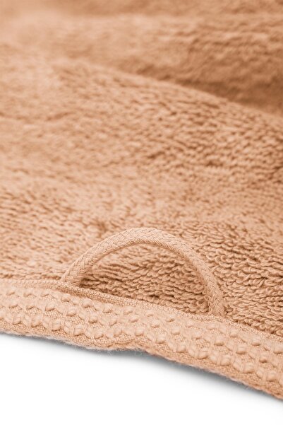 Ecocotton Pure Cotton 2-Piece Hand Towel Set 100% Organic Cotton Butterfly Bordered Embroidered Brown 30x50 Cm