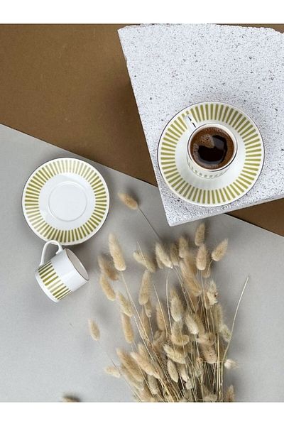 Viyalente Porcelain Alya 4 Piece Coffee Set 2 Piece Coffee Cup Set