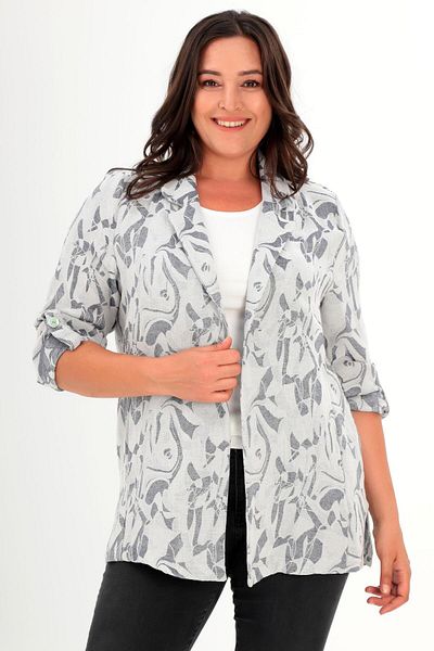 Metpoint Trend42Plus Large Size Patterned Double Breasted Navy Blue Jacket