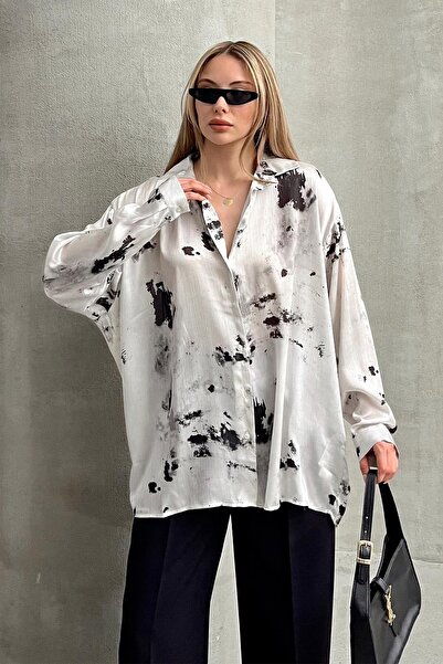 Olcay Batik Desenli Salaş Gömlek TAŞ 9319