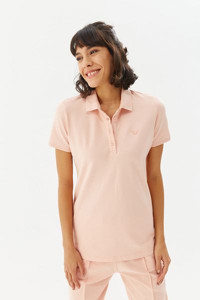 bilcee Tricou din bumbac cu mânecă scurtă, cu guler polo, cu nasturi, pentru femei 8719