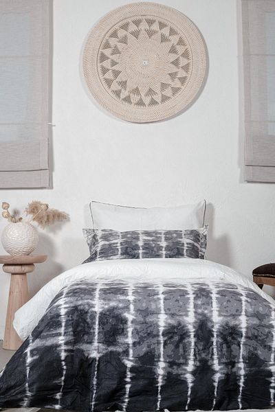 Ecocotton Set cuvertură de pilota Galia 100% bumbac fără călcat imprimat negru 160x220 cm