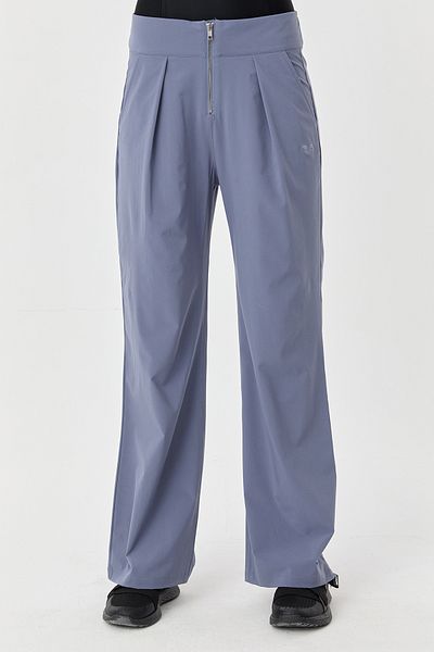 bilcee Blue Light Woven Women's Trousers - Wide Leg, Thin Lycra, Zippered 0074