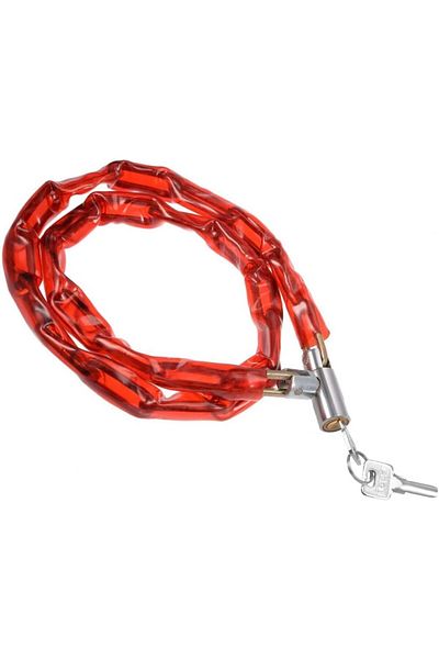 Generic Soft Plastic Coated Chain Lock - Metal Security Lock for Motorcycles and Bicycles - Red
