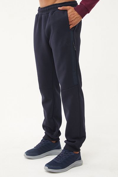 bilcee Pantaloni de sport pentru bărbați, albastru marin închis, cu nervuri lungi, cu 3 fire, 1662