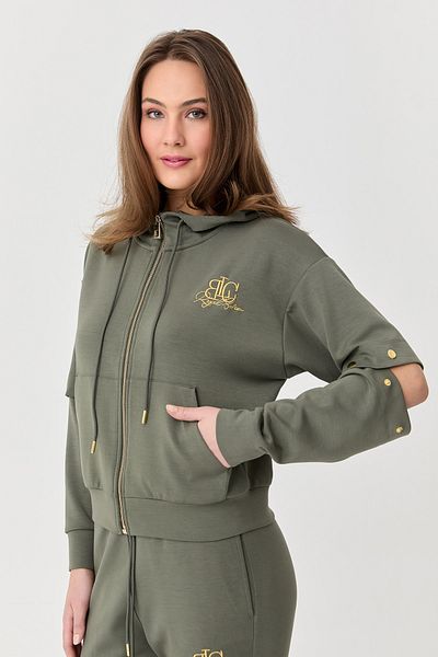 bilcee Green Modal Women's Tracksuit Set - Brushed and Soft Sleeve, Detached 9758