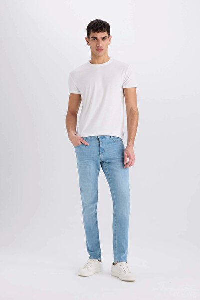DeFacto D0025 Mavi Carlo Skinny Fit Ekstra Dar Kalıp Normal Bel Ekstra Dar Paça Jean Pantolon