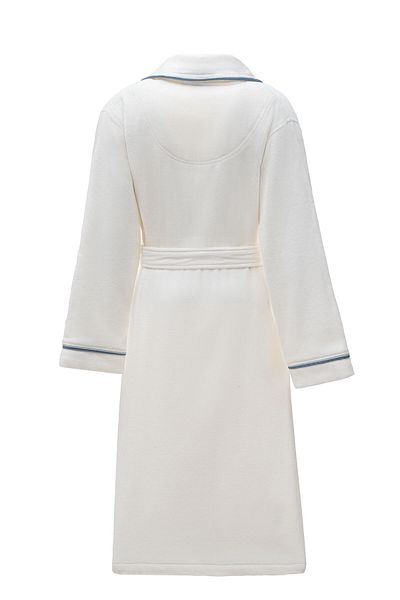 Ecocotton Βαθύ γυναικείο μπουρνούζι 100% οργανικό βαμβάκι κεντημένη κρέμα στο χέρι