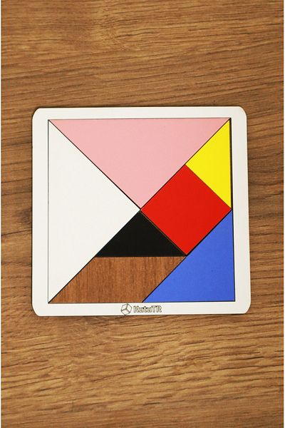 kutuTR Educational Colorful Wooden Medium Size Tangram Mind Intelligence Logic and Strategy Game