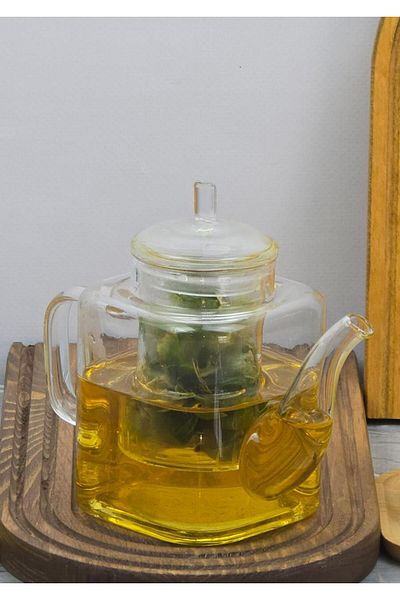 HomeTarz Mini Size Borosilicate Glass Teapot - Glass Plant Teapot with Strainer - 400 ml