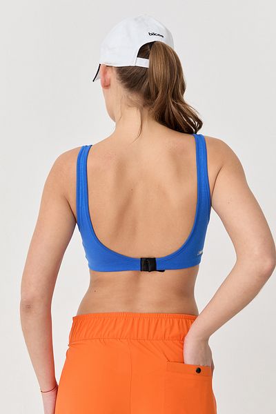 bilcee Sutien Crop Top pentru femei cu suport din bumbac organic - Sport și ocazional, Sax 0148