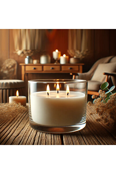 MumvemuM 3 Fitil Cam İçi Kokusuz Mum