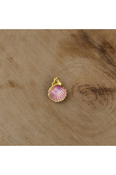 Prestij Boncuk مجوهرات وإكسسوارات صدف وردي مع حلقة معدنية صفراء