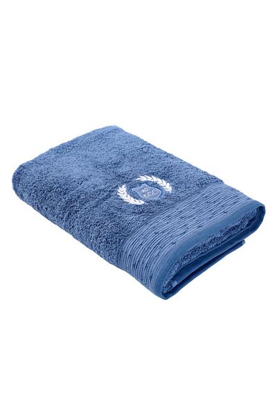 Ecocotton Πετσέτα μπάνιου 100% οργανικό βαμβάκι κεντημένο σκούρο μπλε 80x150 εκ.