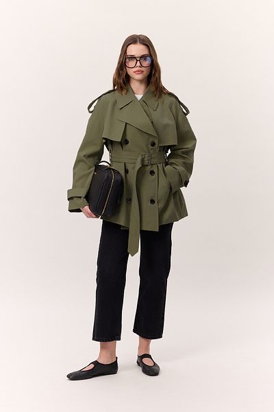 Manuka KRUVAZE Grüner kurzer Trenchcoat