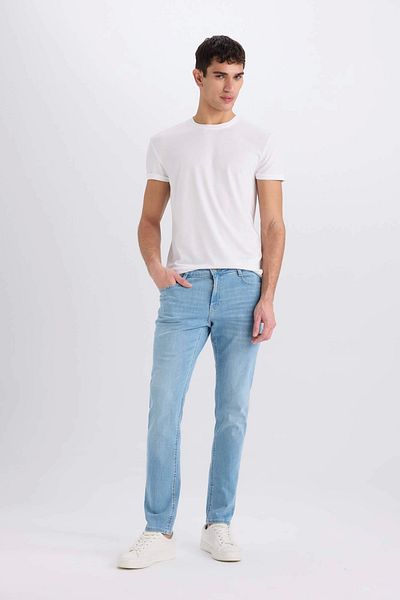 DeFacto D0025 Blue Carlo Skinny Fit Εξαιρετικά στενή εφαρμογή Κανονική μέση Εξαιρετικά στενό παντελόνι Jean