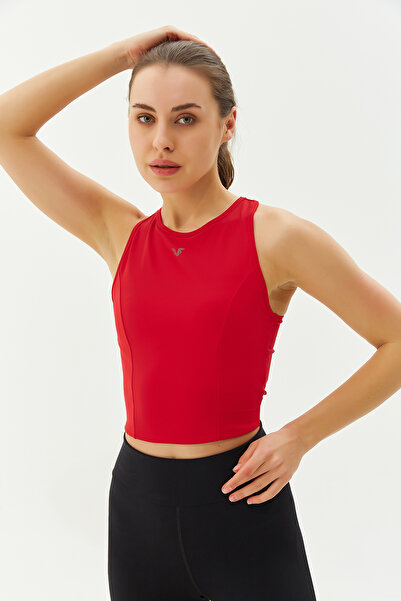bilcee Women's Red Recovery Crew Neck Crop Body Bra - Sports and Daily Supported 9209